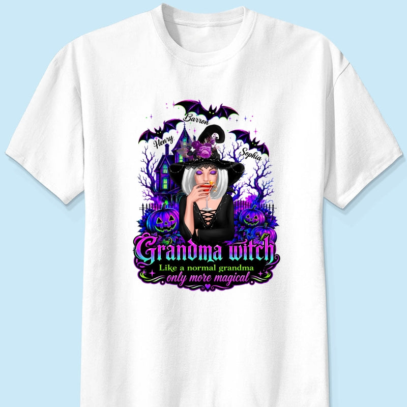 Grandma Witch More Magical - Personalized Shirt - Halloween Spooky Scene, Gift for Grandma