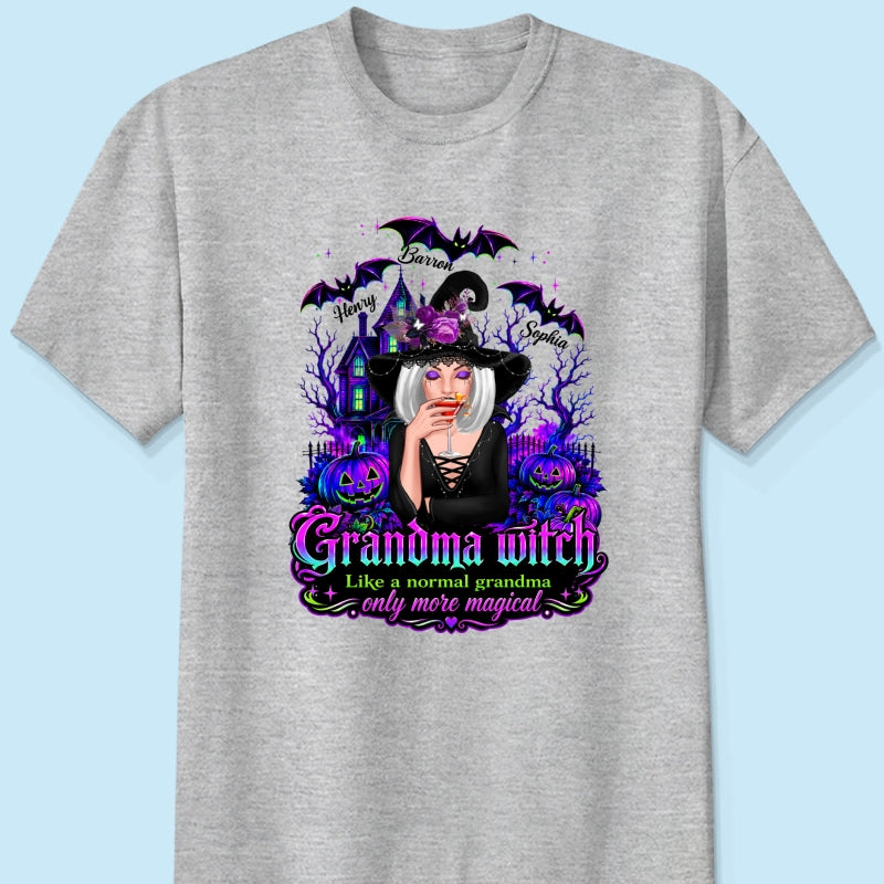 Grandma Witch More Magical - Personalized Shirt - Halloween Spooky Scene, Gift for Grandma