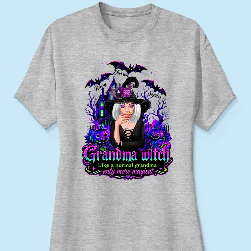 Grandma Witch More Magical - Personalized Shirt - Halloween Spooky Scene, Gift for Grandma