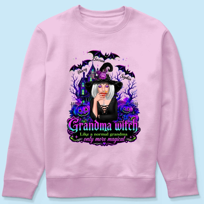 Grandma Witch More Magical - Personalized Shirt - Halloween Spooky Scene, Gift for Grandma