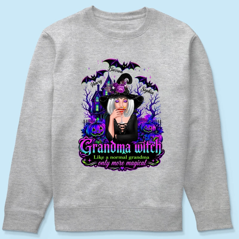 Grandma Witch More Magical - Personalized Shirt - Halloween Spooky Scene, Gift for Grandma