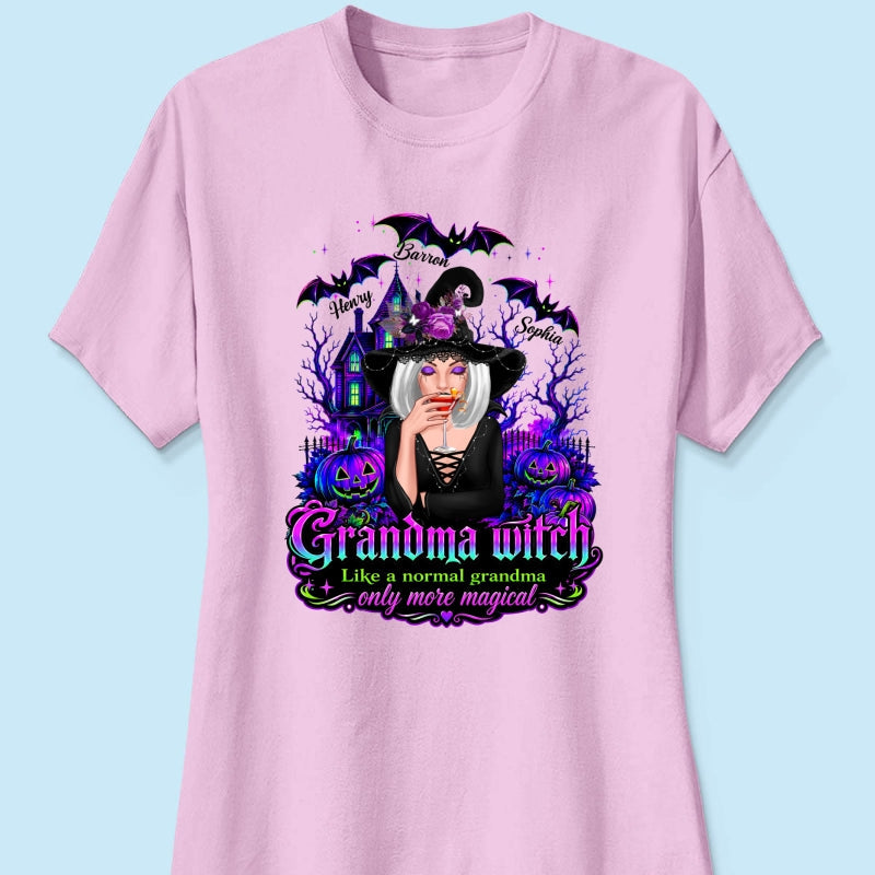 Grandma Witch More Magical - Personalized Shirt - Halloween Spooky Scene, Gift for Grandma