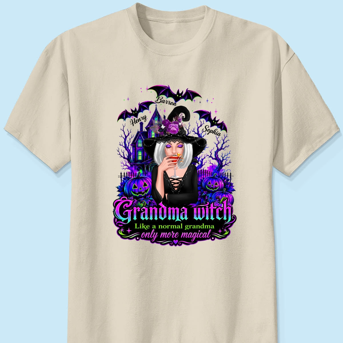 Grandma Witch More Magical - Personalized Shirt - Halloween Spooky Scene, Gift for Grandma