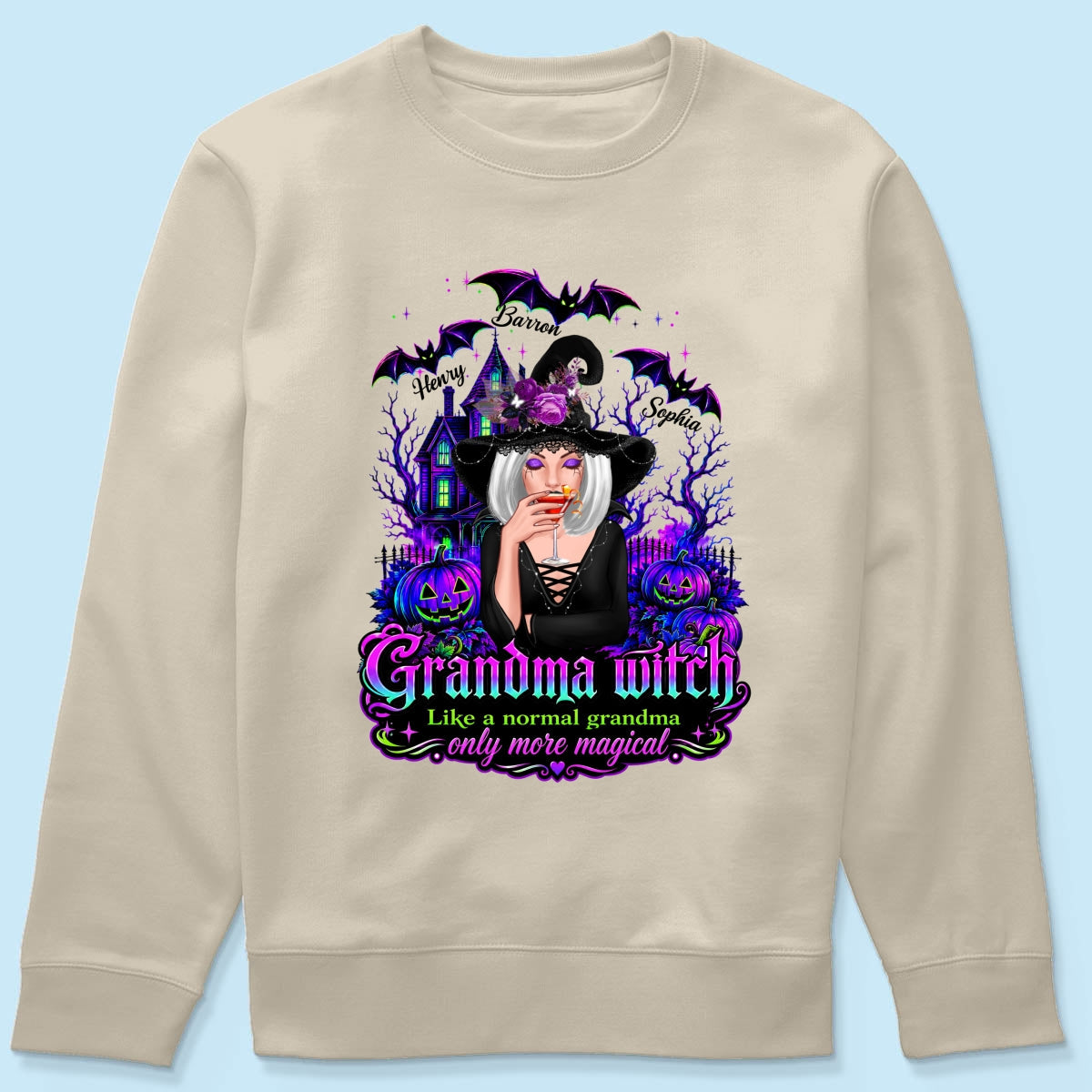 Grandma Witch More Magical - Personalized Shirt - Halloween Spooky Scene, Gift for Grandma