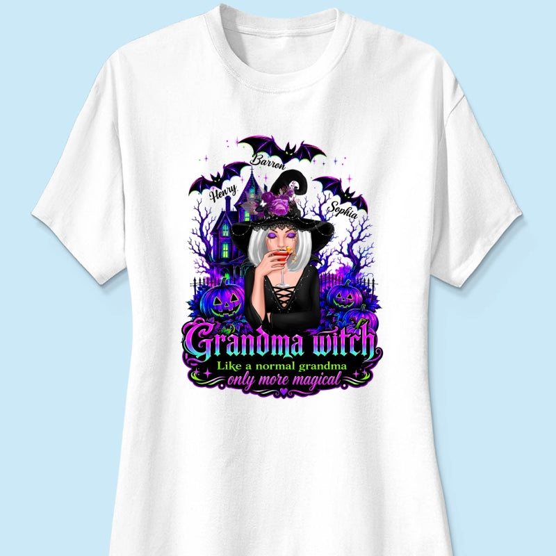 Grandma Witch More Magical - Personalized Shirt - Halloween Spooky Scene, Gift for Grandma