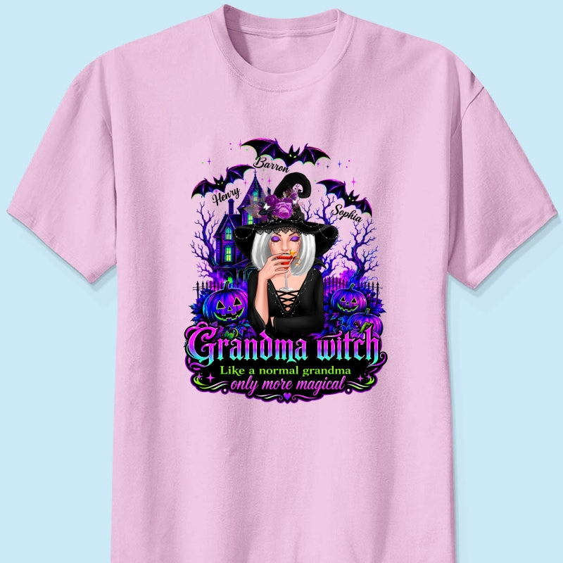 Grandma Witch More Magical - Personalized Shirt - Halloween Spooky Scene, Gift for Grandma