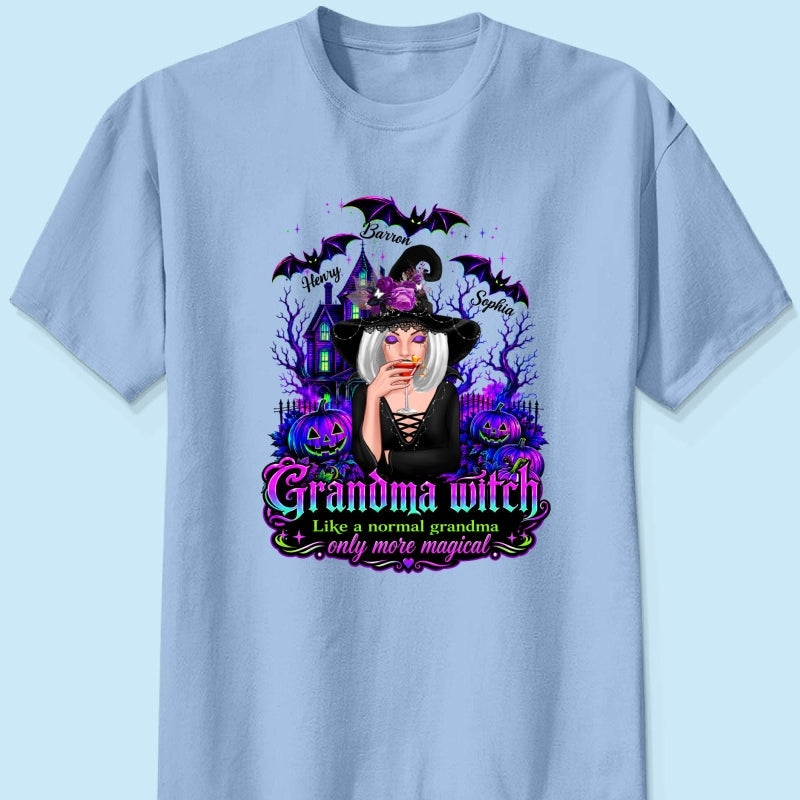 Grandma Witch More Magical - Personalized Shirt - Halloween Spooky Scene, Gift for Grandma