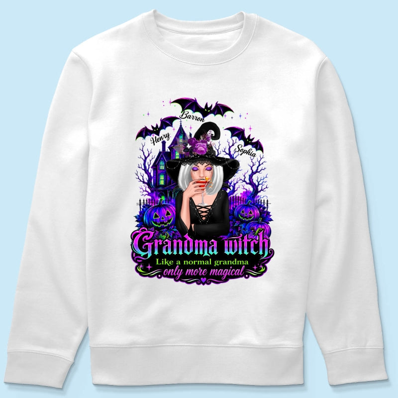 Grandma Witch More Magical - Personalized Shirt - Halloween Spooky Scene, Gift for Grandma