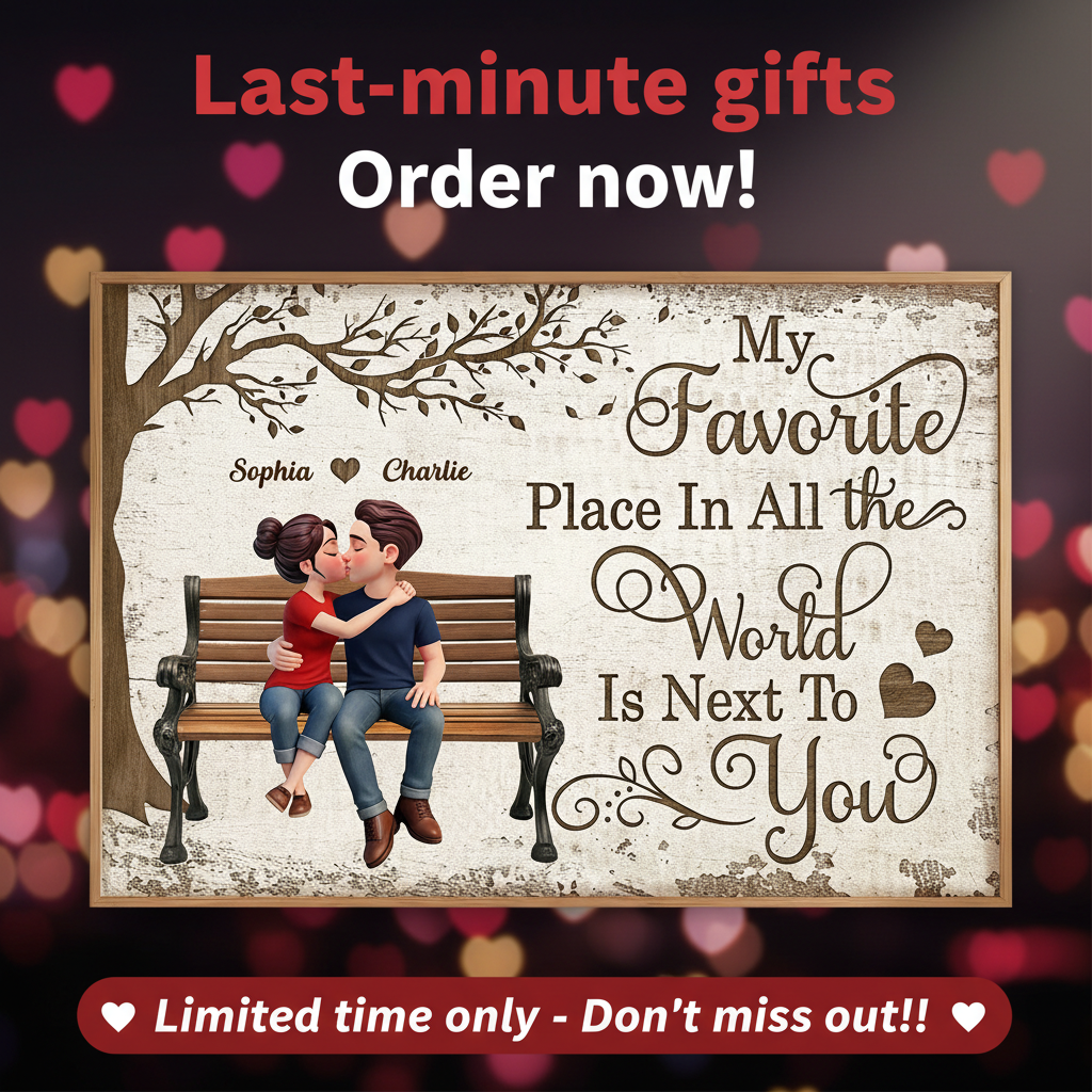 Eternal Love Couple Sitting Kissing Under Tree - Personalized Poster - Valentine's Day Gift For Couple