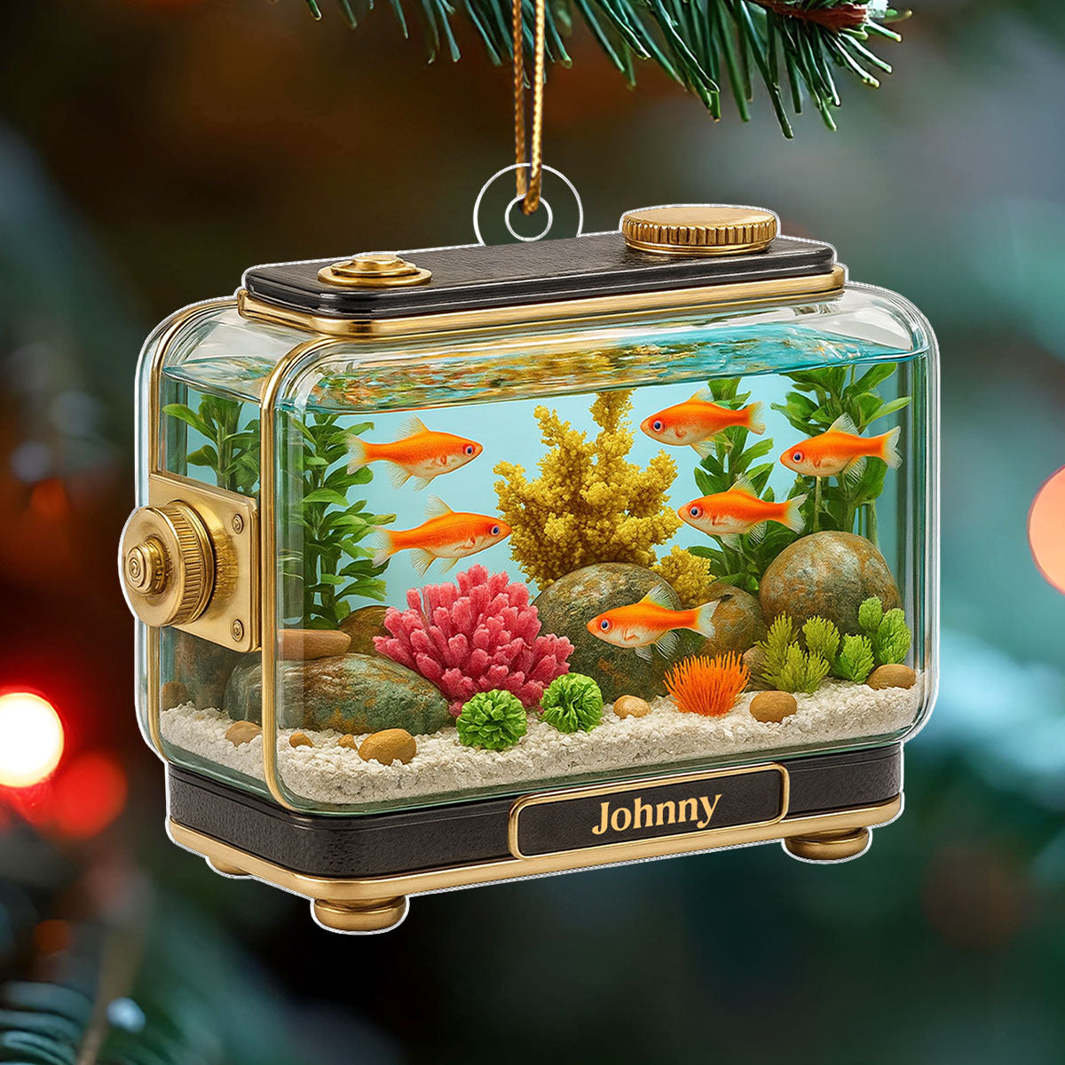 Retro Aquarium Fish Tank - Personalized Acrylic Ornament - Christmas Decor Gift for Fish Lovers, Gift for Office, Home Decor 2025