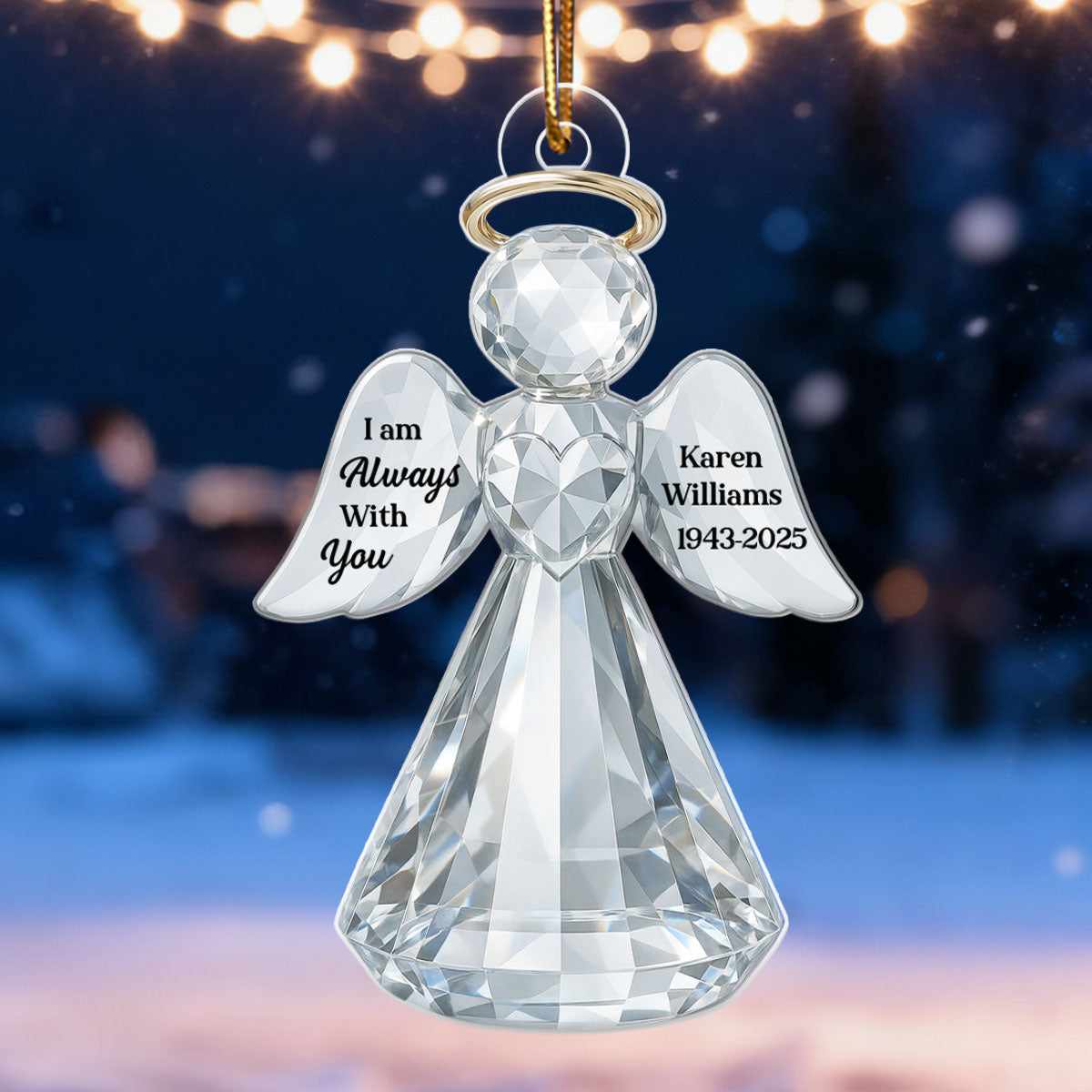 I Am Always With You Angel Memorial Crystal Effect - Personalized Acrylic Ornament - Heartfelt Memorial Christmas Gift for Loved Ones