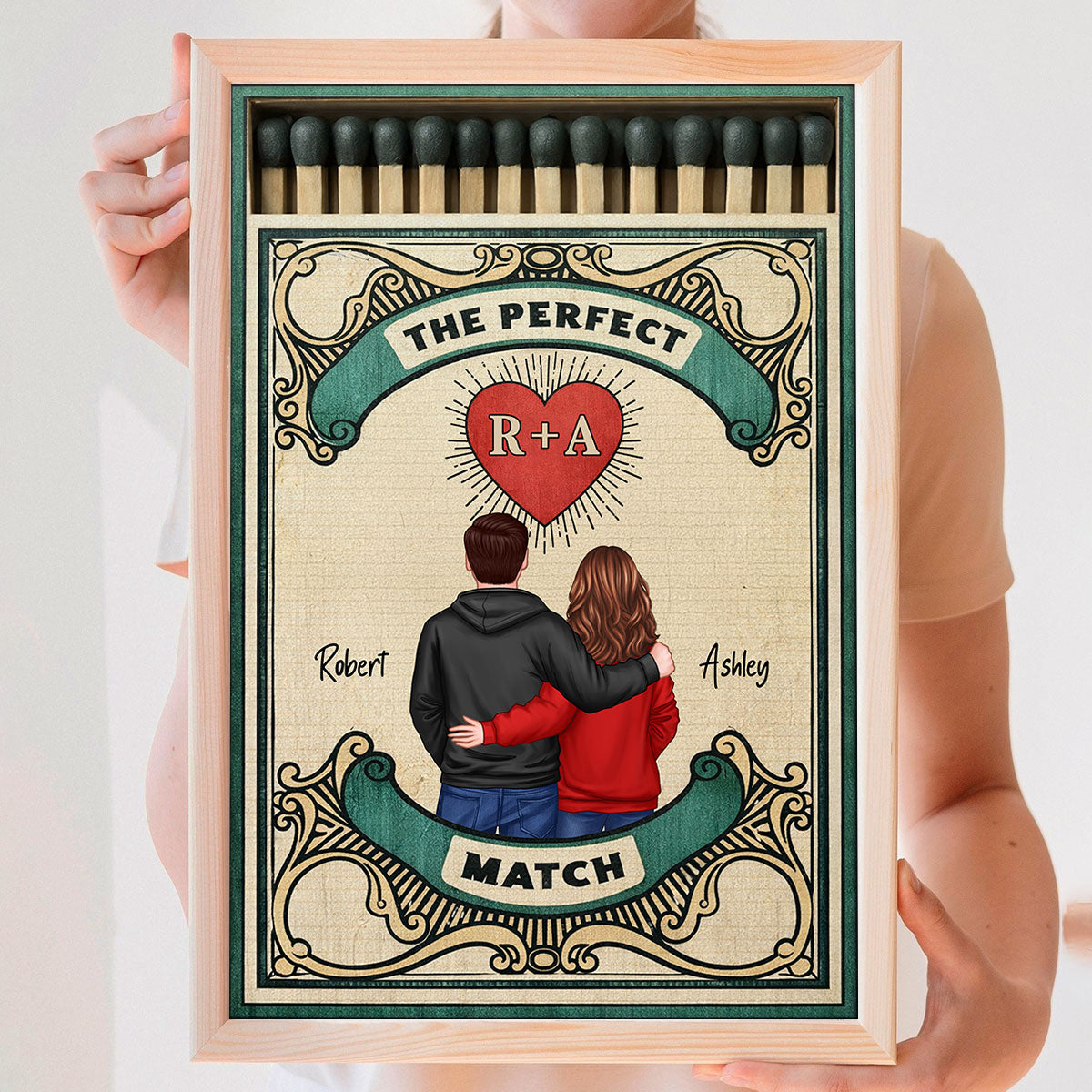 Retro Vintage Nostalgia Romance The Perfect Match Couple Matchbox - Personalized Poster - Heartfelt Gift For Couple