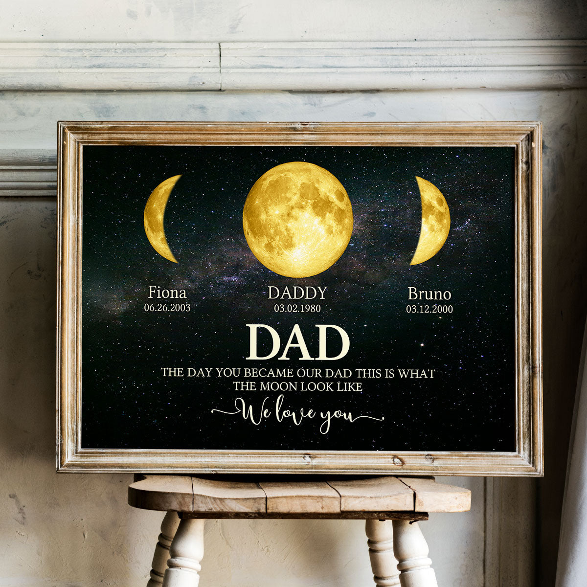 Custom Moon Phase with Kids Names, The Day You Became My Dad Mom - Personalized Poster - Gift for Dad, Mom