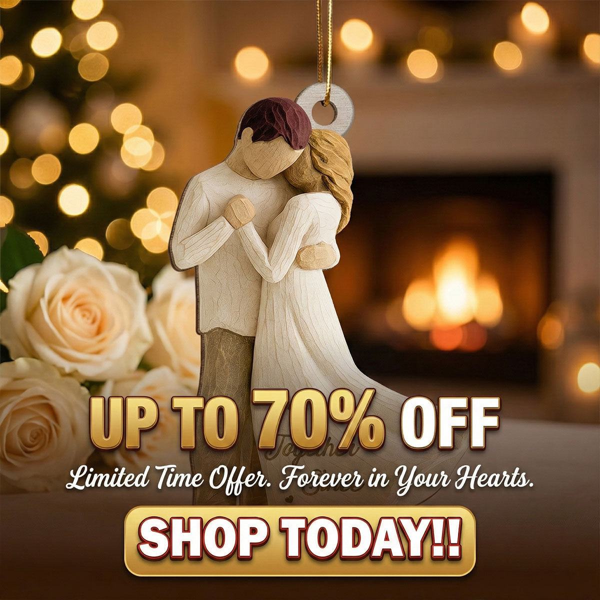 3D Effect First Christmas As Mr. & Mrs. - Personalized Wooden Ornament - Newlyweds Couple Keepsake