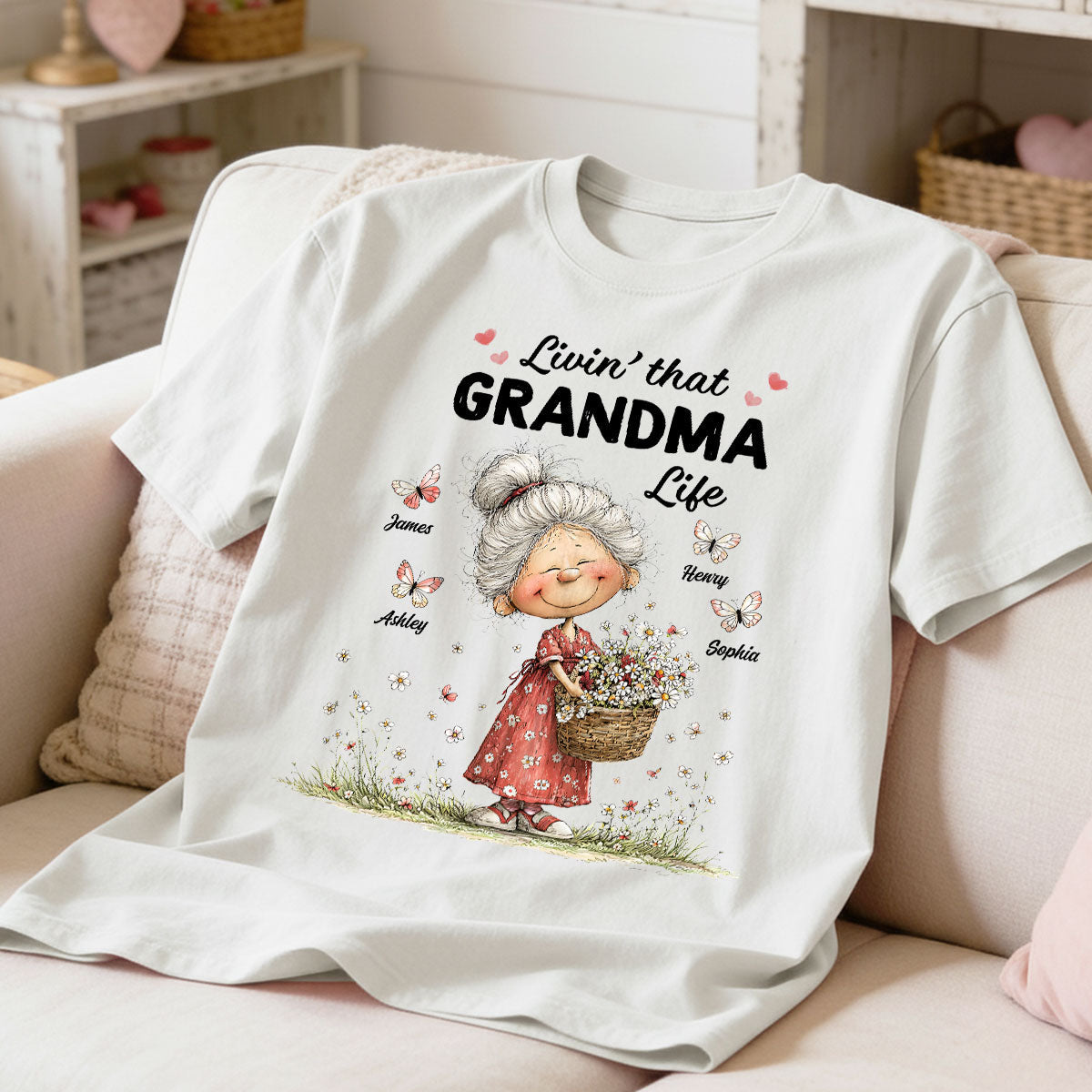 Livin' That Grandma Happy Life Whimsical Style - Personalized Shirt - Gift For Grandma, Mom