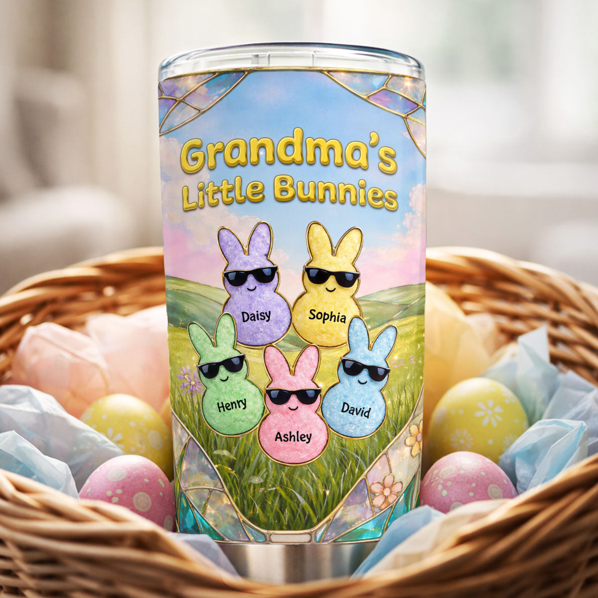 Grandma's Little Bunnies Cute Rabbits - Personalized Tumbler - Easter Decor Gift for Grandma, Mom