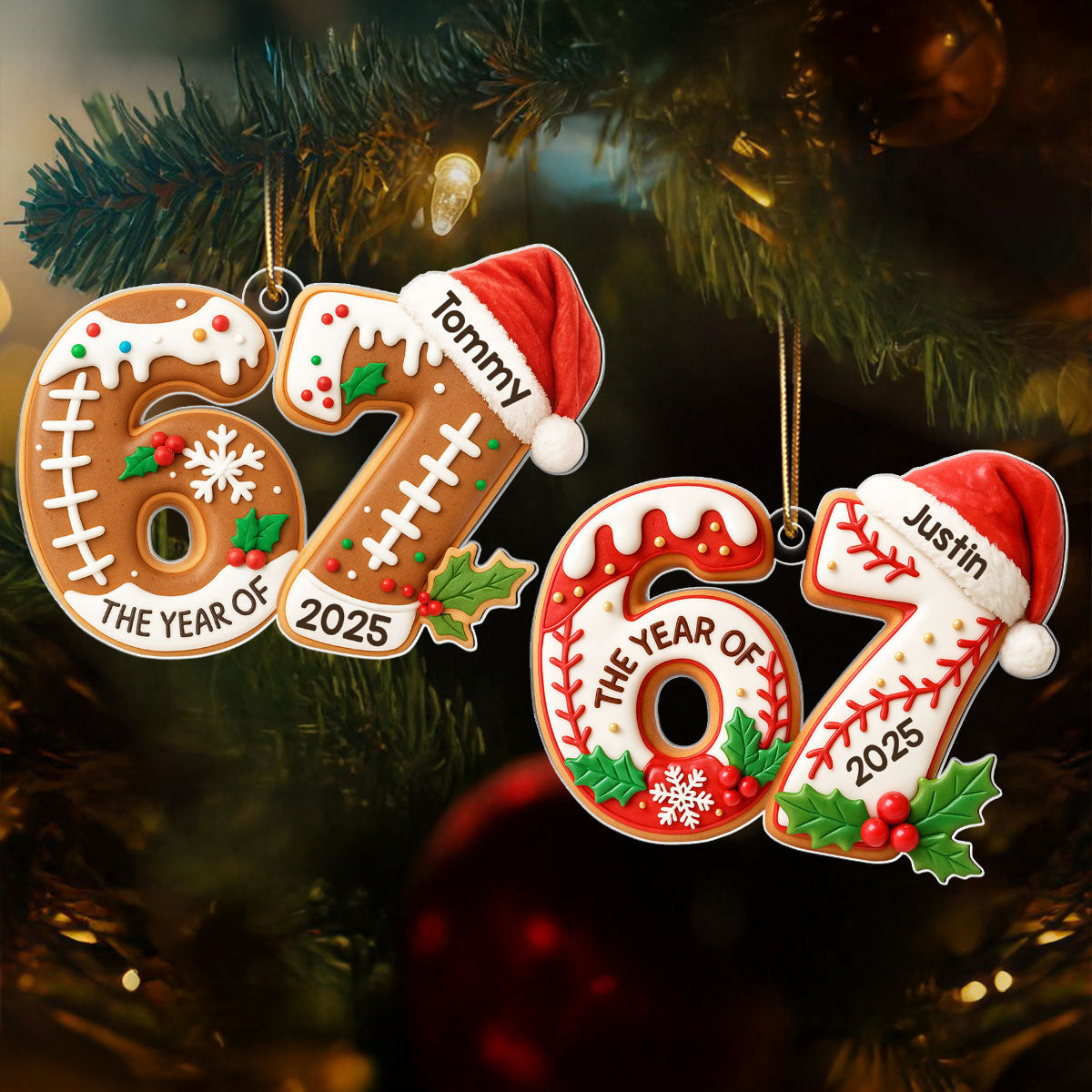 Gingerbread 67 Sports - Personalized Acrylic Ornament - Christmas Gift for Kid, Grandkids