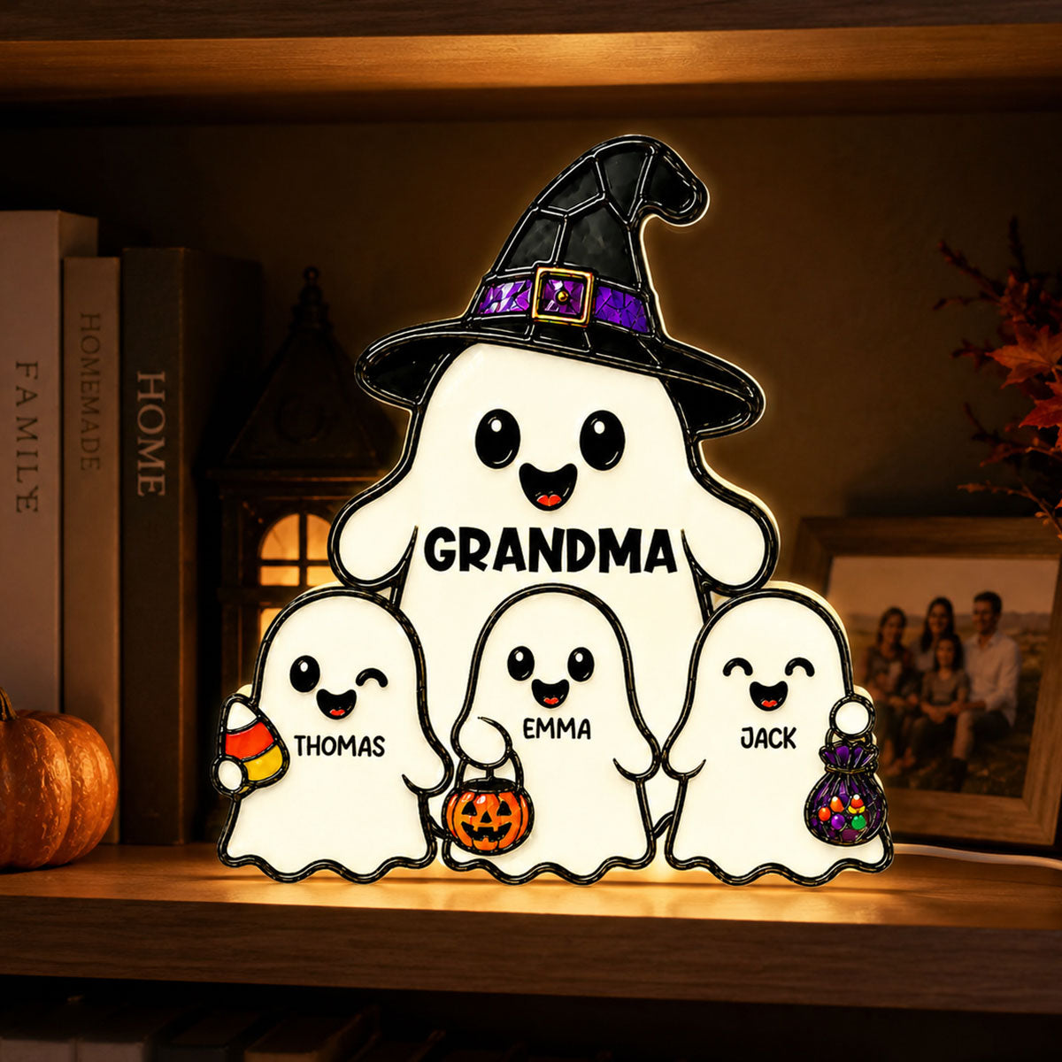 Whimsical Grandma's Boo Crew - Personalized Light Box - Halloween Decoration For Grandma