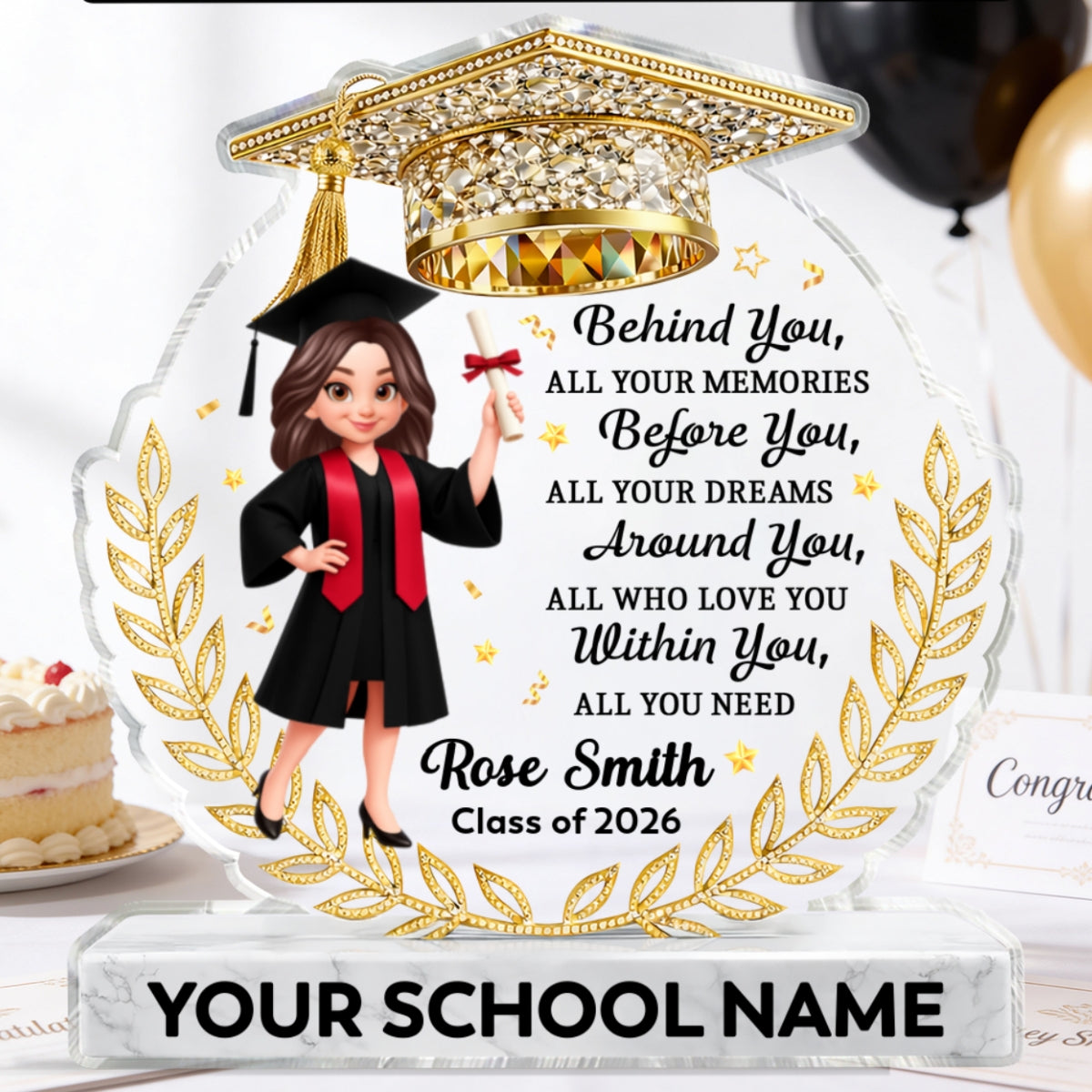Before You All Your Dreams Graduation - Personalized Acrylic Block Plaque - Graduation Gift For Graduates, Daughter, Son