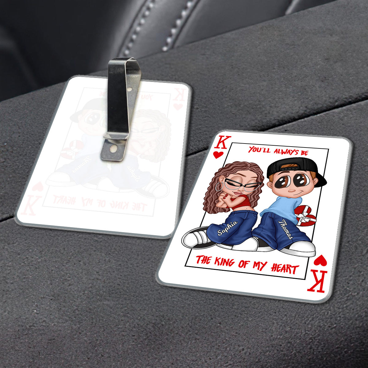 You're King/Queen Of My Heart Y2K Couple - Personalized Acrylic Car Visor - Valentine's Day Gift, Anniversary Gift For Him, For Her
