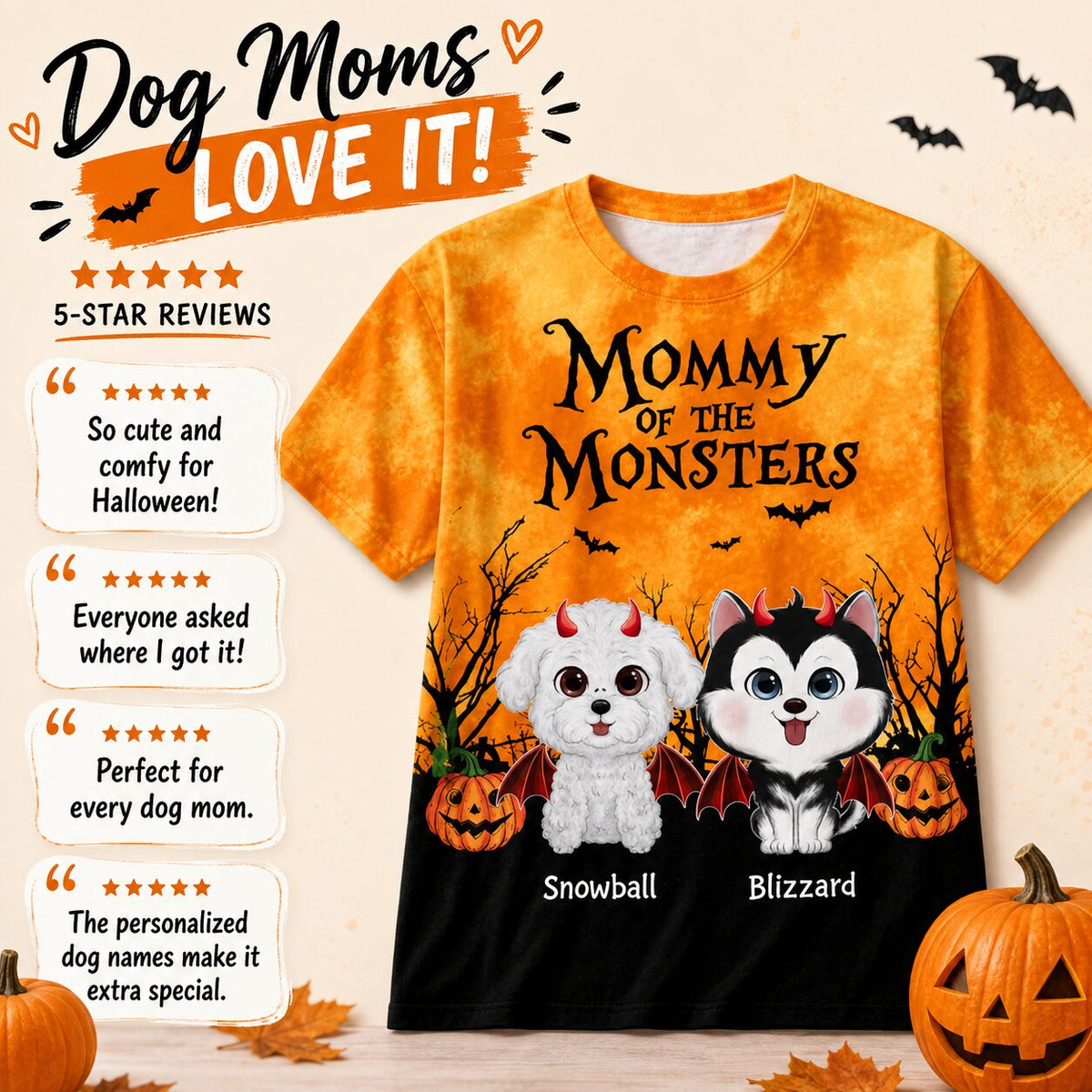 Halloween Theme Mommy Daddy Of The Monsters Dogs - Personalized Shirt - Halloween Gift For Dog Lovers
