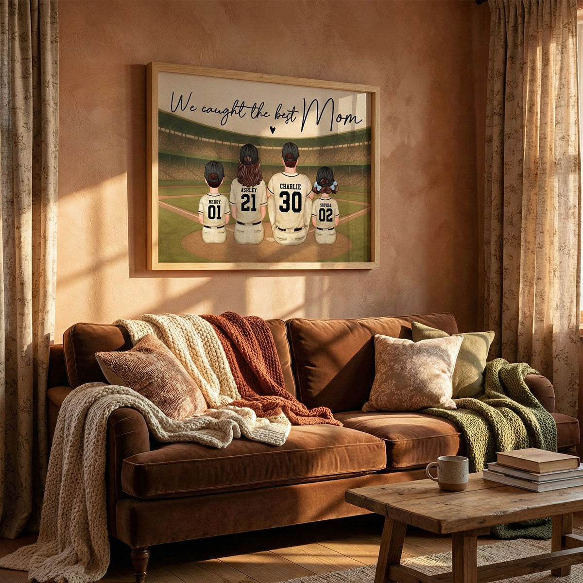 Retro Vintage Baseball Family We Caught The Best Mom - Personalized Poster - Mother's Day Gift For Mom