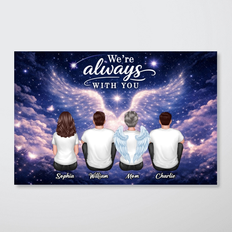 Starry Night Angel Wings Family Memorial Always With You - Personalized Poster - Gift For Memorial, Sympathy Gift, Remembrance Gift