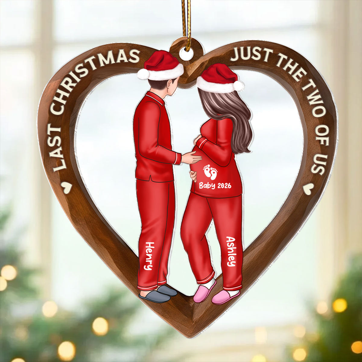 Last Christmas Just the Two of us - Personalized Acrylic Ornament - Pregnancy Reveal Ornament