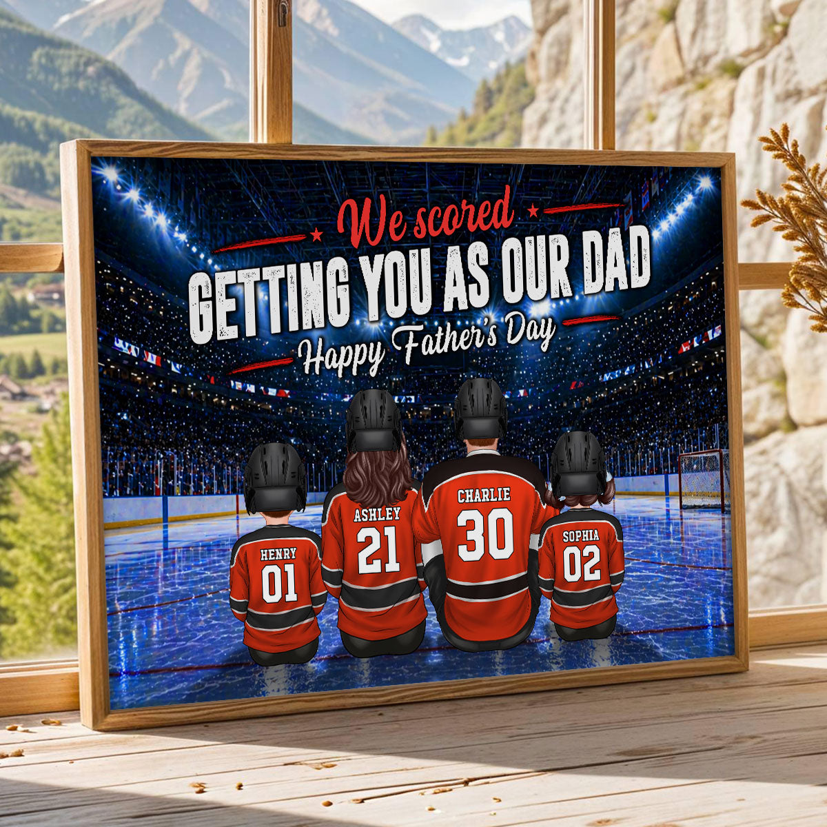 Hockey Dad We Scored Getting You As Our Dad - Personalized Poster - Father's Day Gift For Basketball Dad, Husband