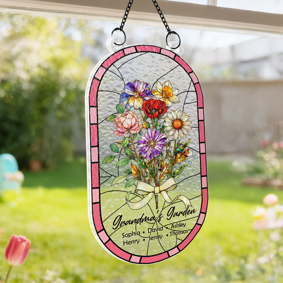 Custom Family Birth Flowers Grandma's Garden - Personalized Suncatcher - Heartfelt Mother's Day Gift for Grandma, Mom, Wife
