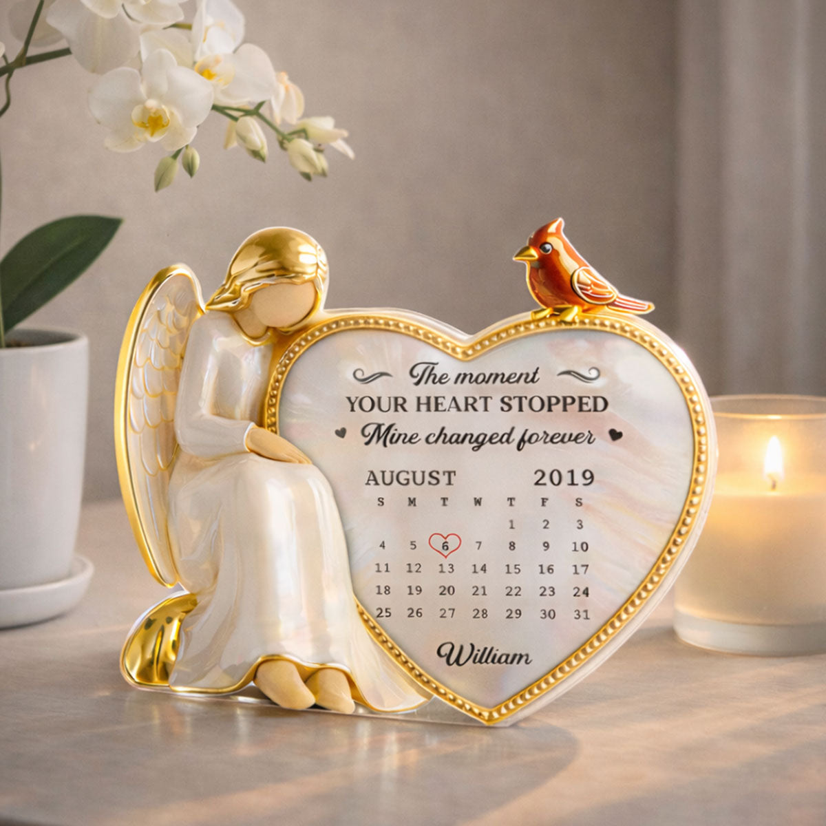 The Moment Your Heart Stopped Mine Changed Forever - Personalized Acrylic Block Plaque - Heartfelt Memorial Remembrance Keepsake