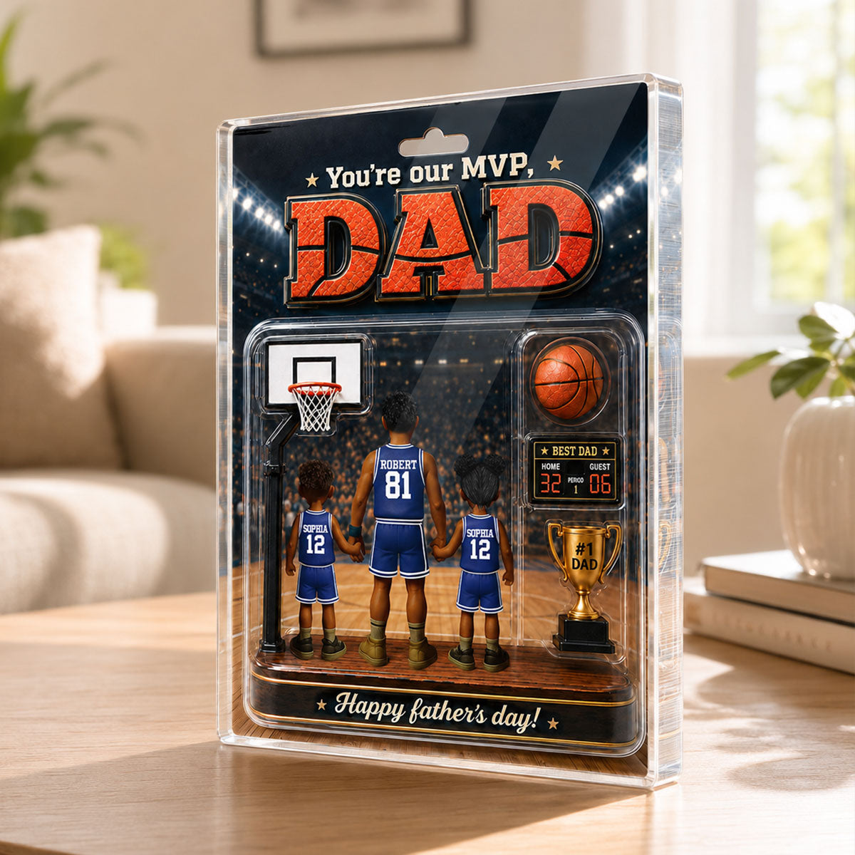 You Are Our MVP Basketball Dad, Custom Action Figure - Personalized Acrylic Block Plaque -  Gift for Dad, Husband
