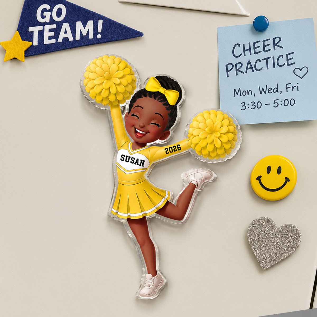 Cheerleader Girl - Personalized Acrylic Locker Magnet - Back To School Gift For Daughters, Granddaughters, Teenagers, Teen Girl