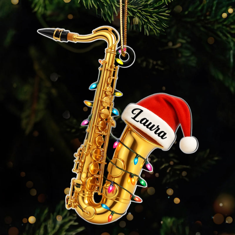Musical Saxophone - Personalized Acrylic Ornament - Unique Musical Holiday Gift