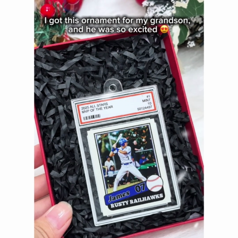 The MVP Sport Custom Photo Trading Card Style - Personalized Acrylic Ornament - Christmas Gift For Teenage, Kid