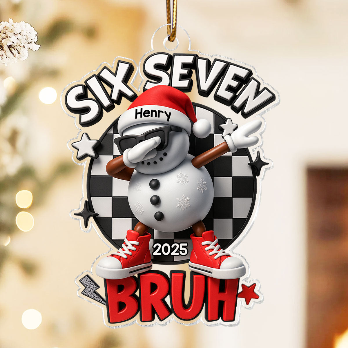 Trending Six Seven Bruh - Personalized Acrylic Ornament - Christmas Gift for Kid, Grandkids