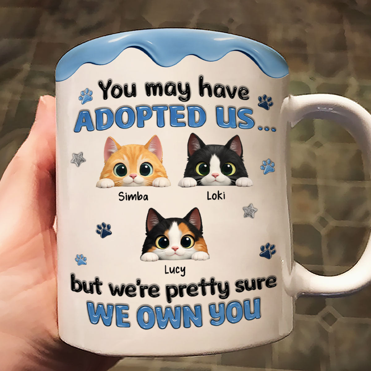 You May Have Adopted Us But We Own You - Personalized Mug - Funny Gift for Cat Moms, Cat Dads