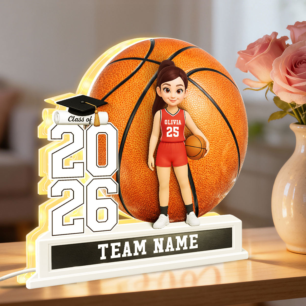 Basketball Senior Keepsake 2D Flat - Personalized Light Box - Graduation Gift For Son, Daughter, Graduates Class of 2026