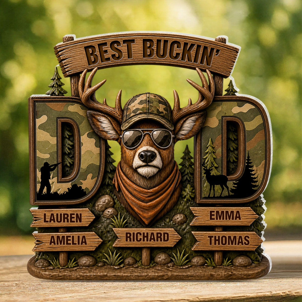 Best Buckin's Dad Hunting - Personalized Acrylic Block Plaque -  Gift For Dad, Husband