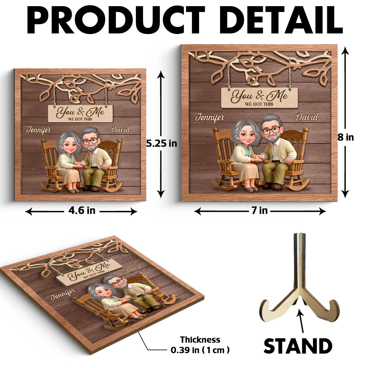 Couple Under Eternal Tree Of Love - Personalized 2-Layered Wooden Plaque - Gift For Couple