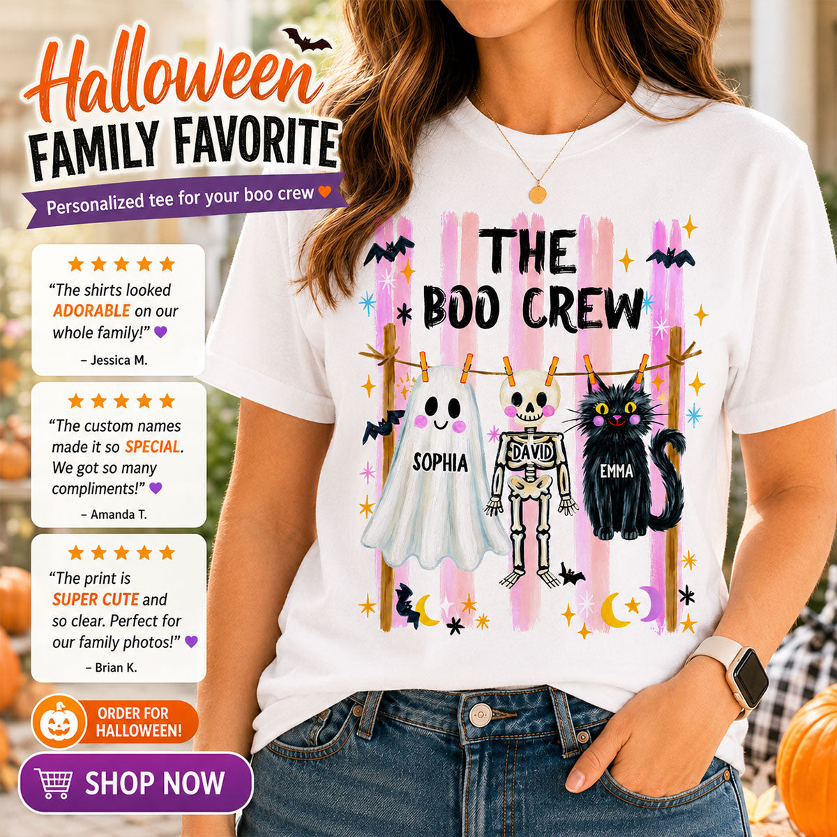 Our Boo Crew Family Halloween - Personalized Shirt - Family Matching Shirts