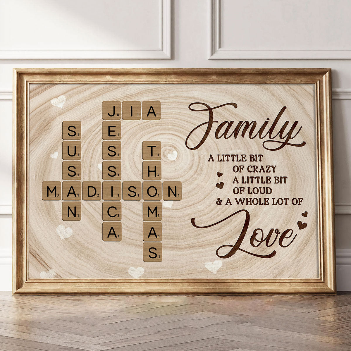 Family Crossword Wall Art A Whole Lot Of Love - Personalized Poster - Sentimental Gift for Loved Ones