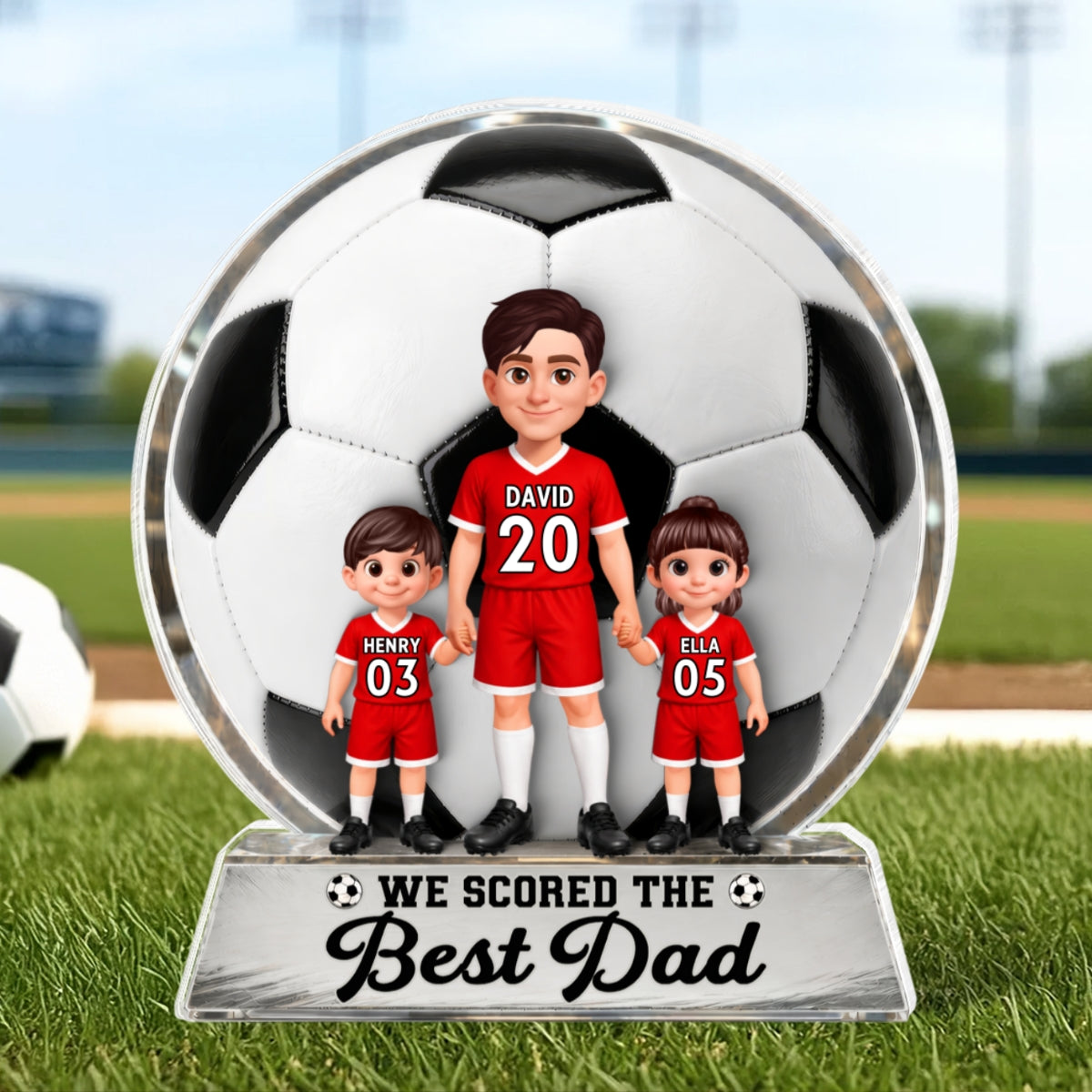 No 1 Soccer Dad We Scored The Best Dad - Personalized Acrylic Block Plaque -  Gift For Dad, Husband, Soccer Lovers