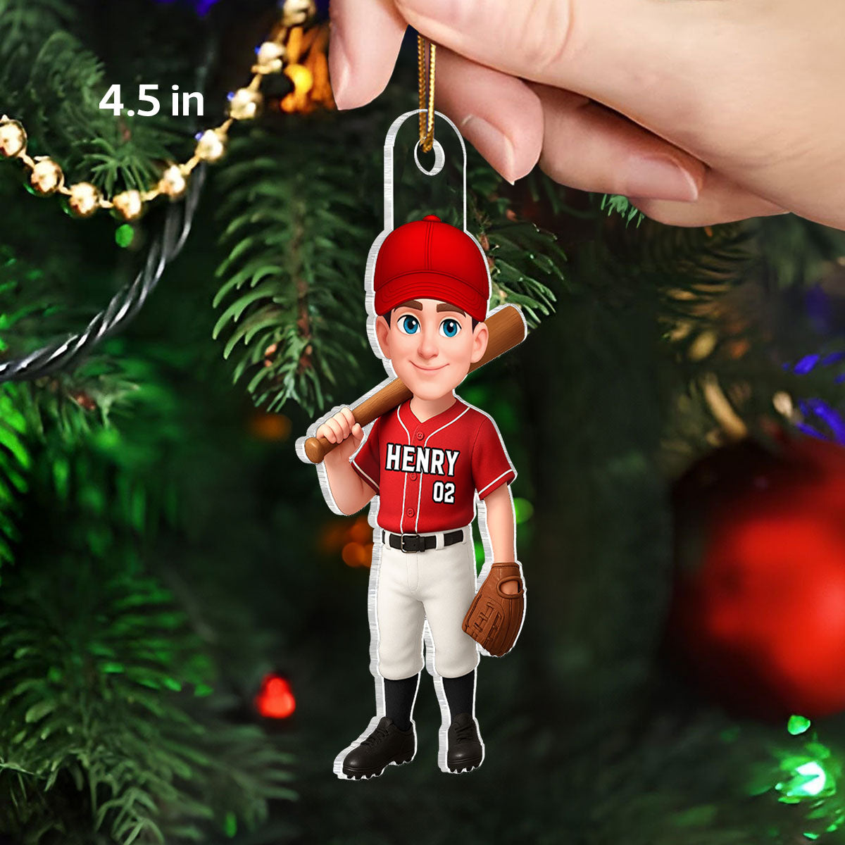 3D Effect Baseball Player - Personalized Acrylic Ornament - Christmas Gift For Baseball Players