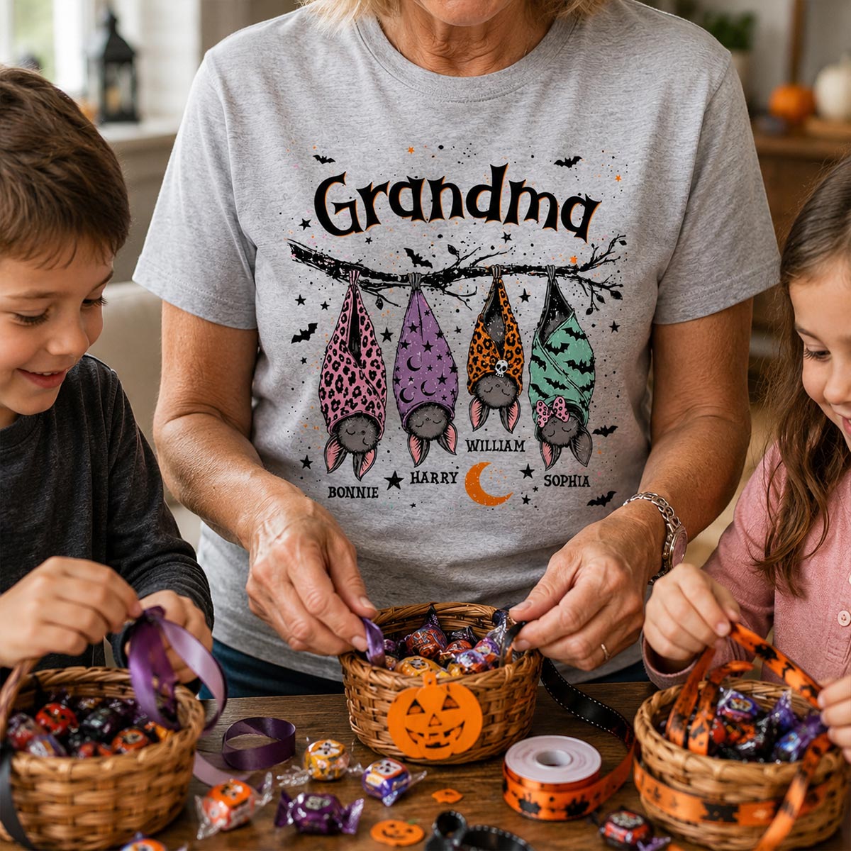 Grandma’s Little Bat Crew – Personalized Shirt – Cute Halloween Gift For Grandma