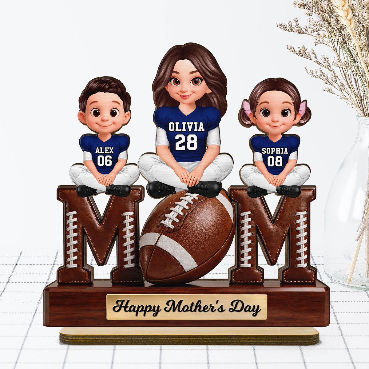 American Football We Scored A Touchdown Getting You As Mom - Personalized 2-Layered Wooden Plaque - Mother's Day Gift For Mom