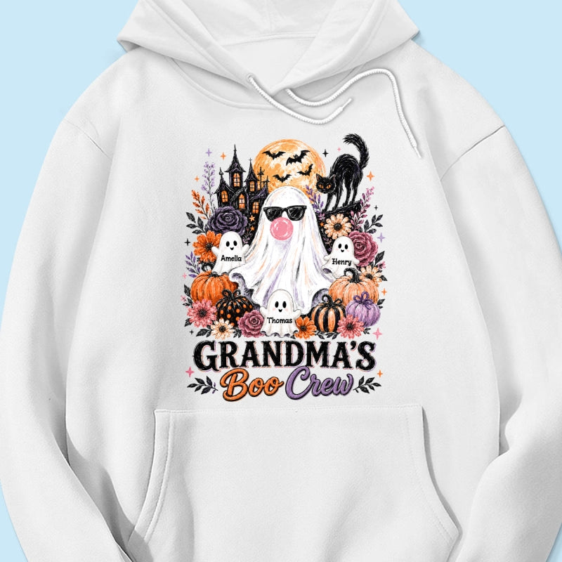Grandma's Boo Crew Haunted House - Personalized Shirt - Trendy Halloween Tee for Grandma