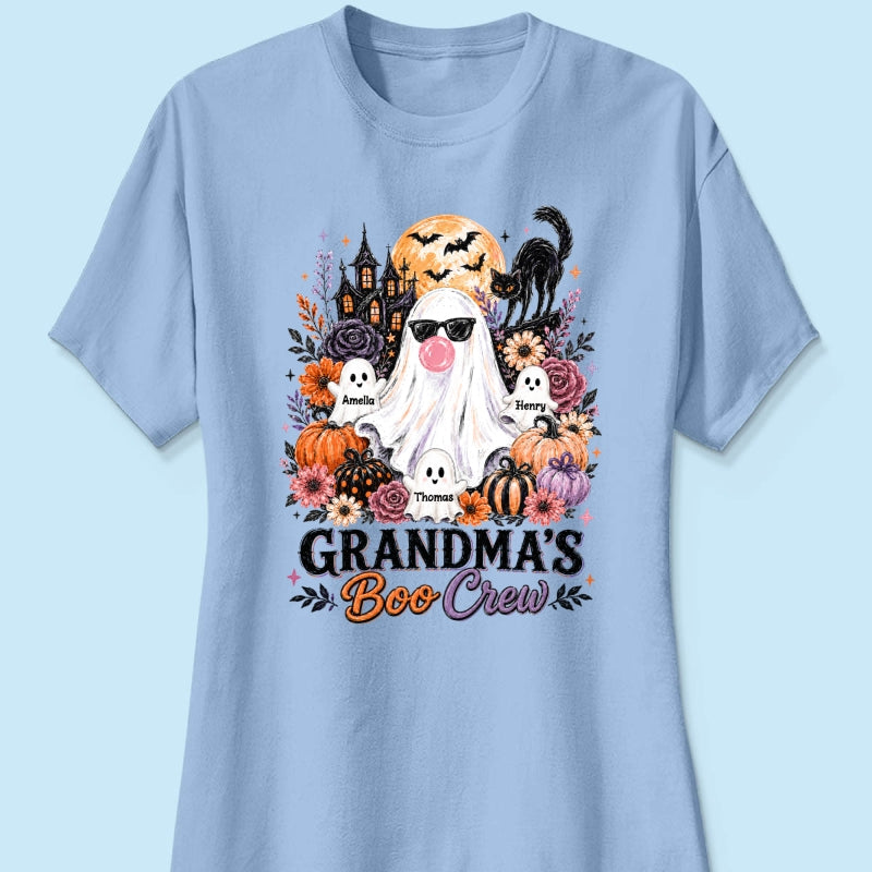 Grandma's Boo Crew Haunted House - Personalized Shirt - Trendy Halloween Tee for Grandma