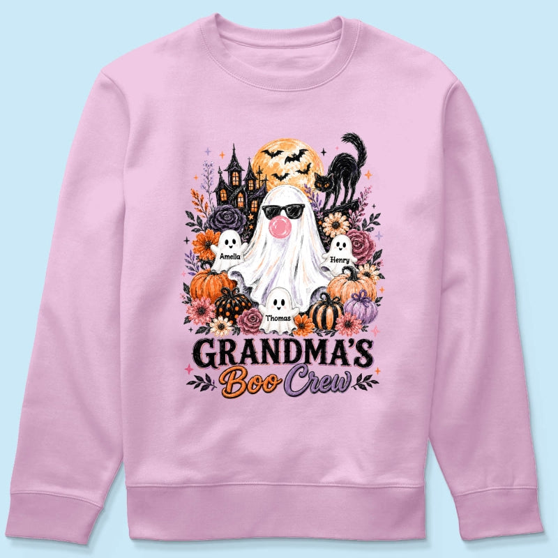 Grandma's Boo Crew Haunted House - Personalized Shirt - Trendy Halloween Tee for Grandma