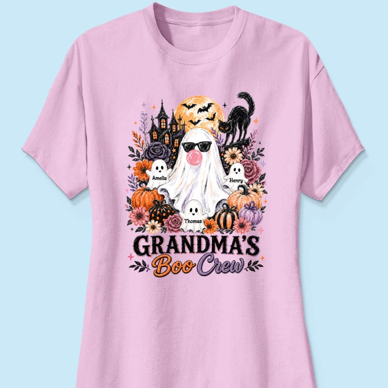 Grandma's Boo Crew Haunted House - Personalized Shirt - Trendy Halloween Tee for Grandma